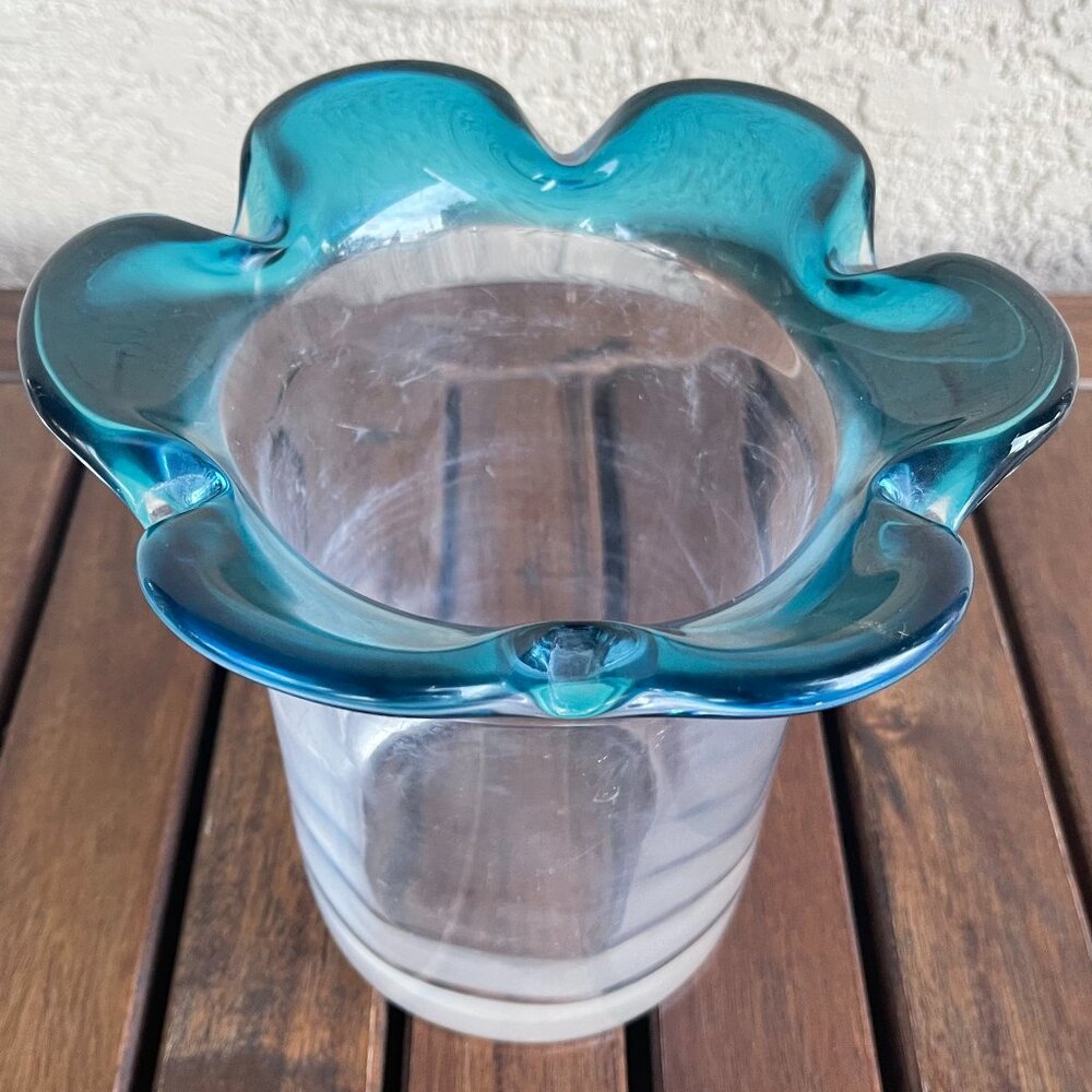 Mid Century Kosta Boda Atoll Art Glass Ice Bucket